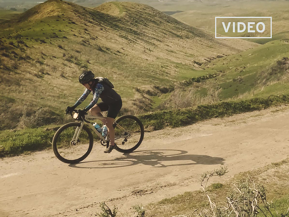 gravel cyclist on course at the 2024 rock cobbler