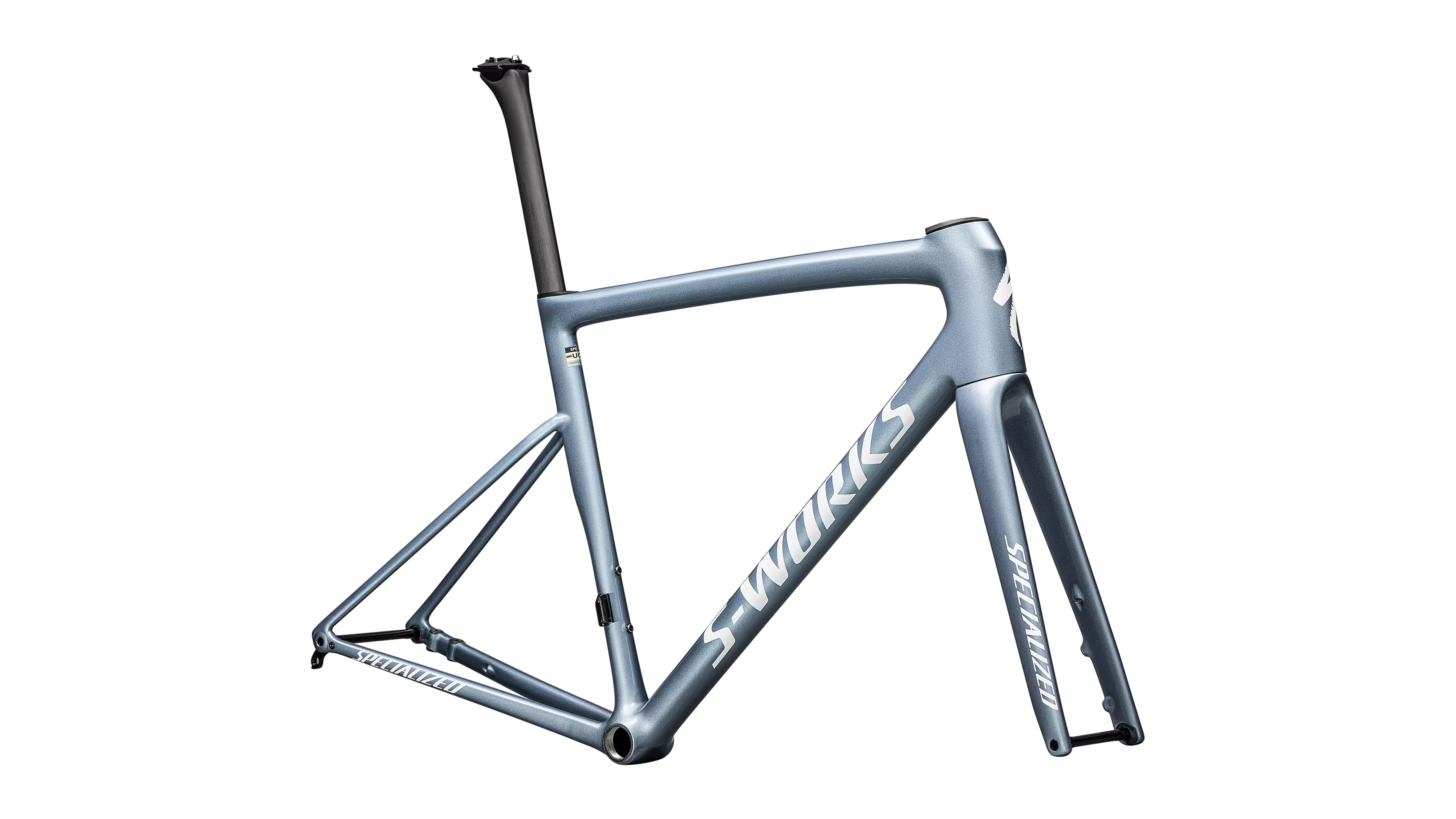 2025 Specialized Bikes - S-Works Tarmac SL8 Frameset - Gloss Glacial Metallic / Red To Gold Pearl / White - 56cm