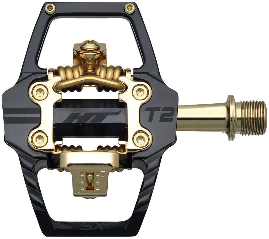 HT Components T2-SX Pedals - Dual Sided Clipless Platform Aluminum 9/16" BLK/Gold