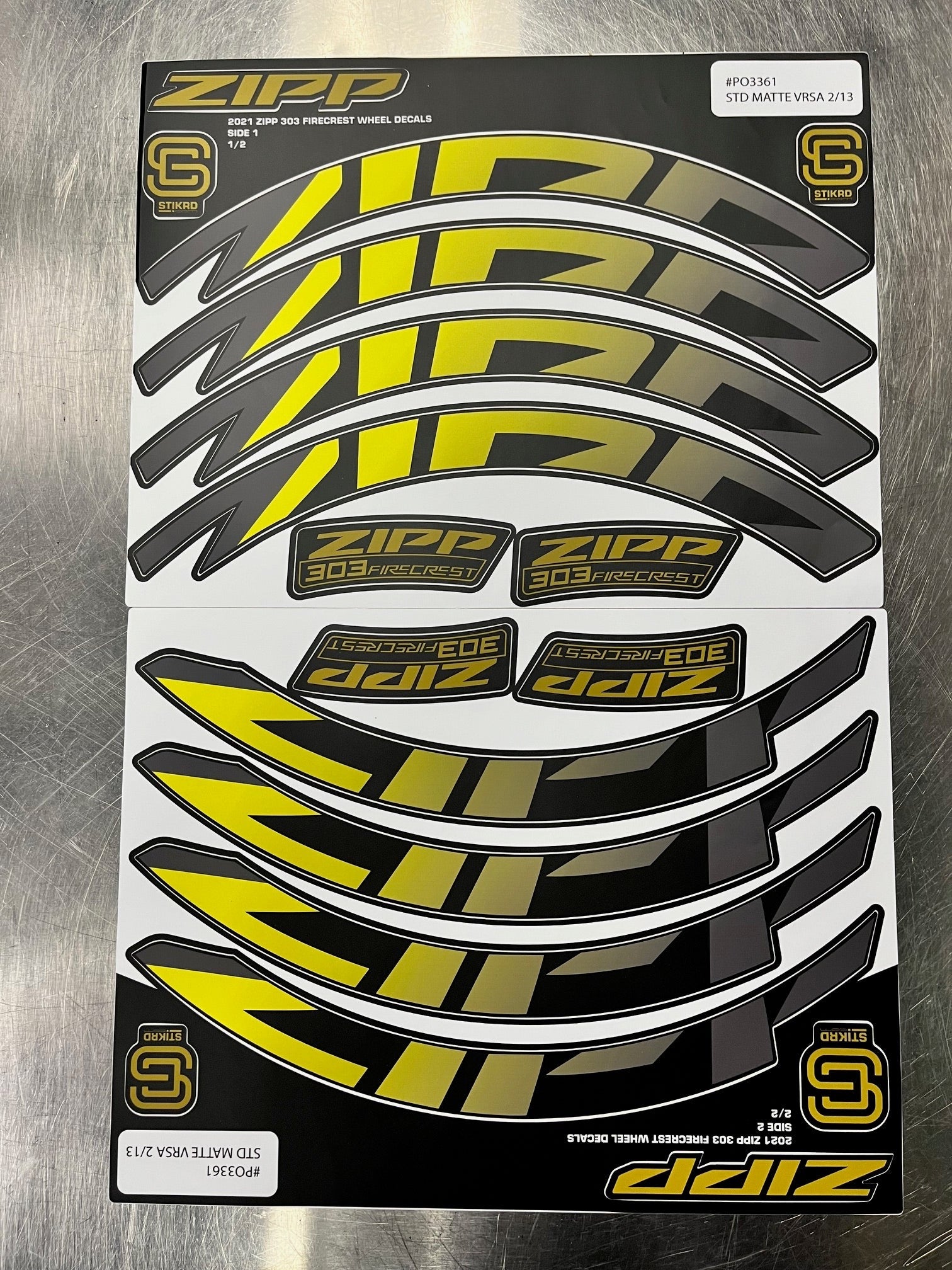 Zipp Speed Weaponry Decal Kit - 303 Firecrest - Yellow / Black Fade - Matte