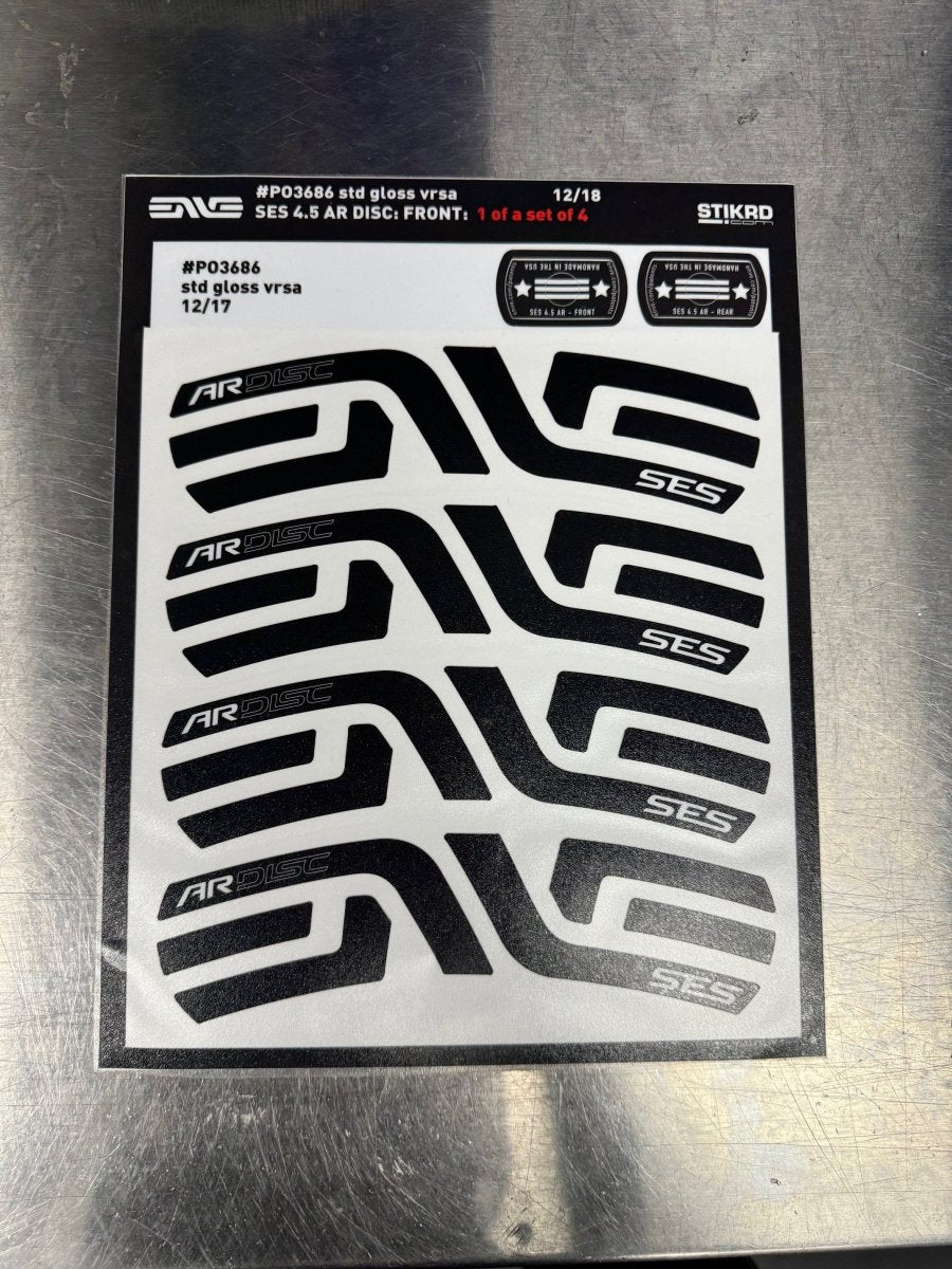 Enve SES 4.5AR Wheel Decals - Front - Black Gloss - Stikrd