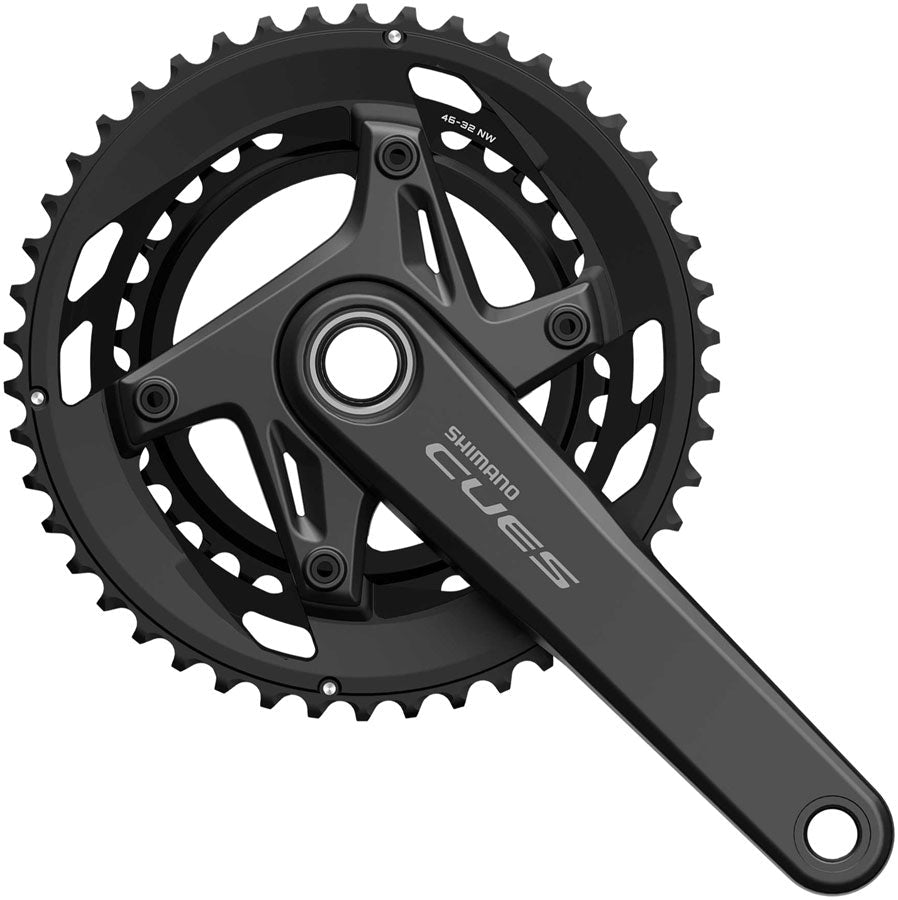 Shimano CUES FC-U6040-2 Crankset - 170mm 9/10-Speed 46/32t Asymmetric 110 BCD Hollowtech II Crankarms BLK