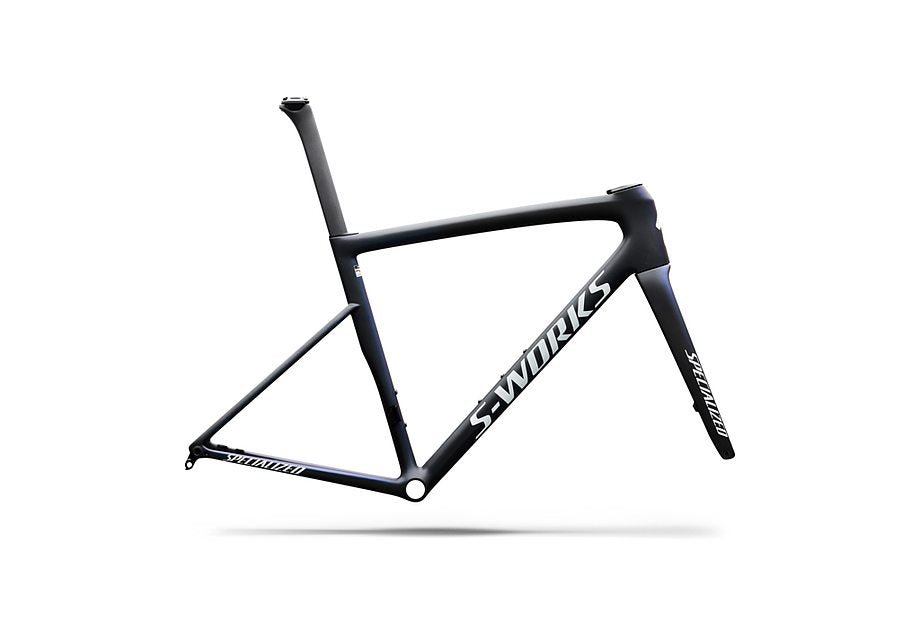 Specialized Tarmac Sl8 S-Works Frmset Satin Carbon / Cyan To Blue Viavi Pearl Front Edge Fade / Metallic White Silver 49