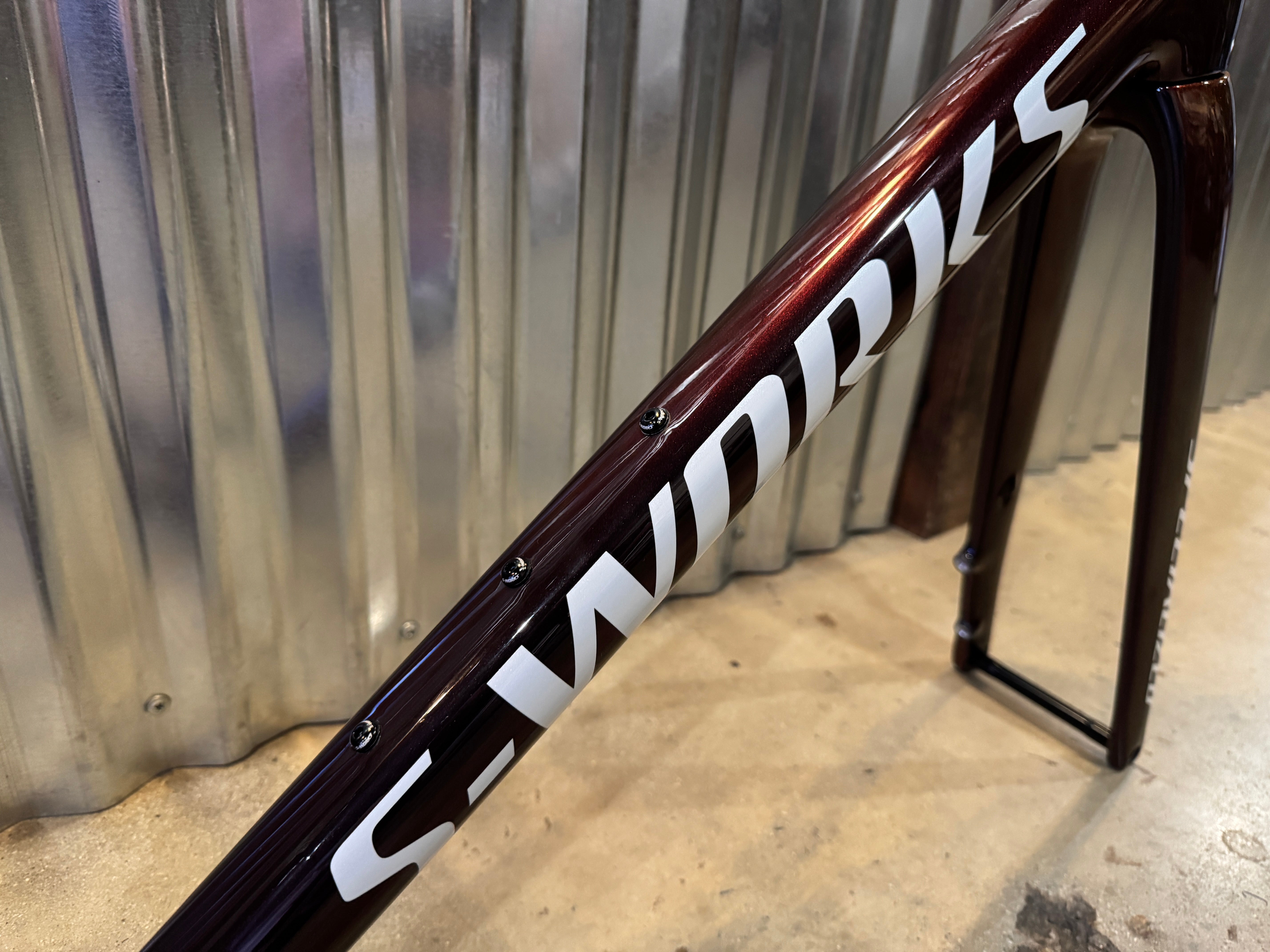 2025 Specialized S-Works Tarmac SL8 Frameset - Gloss Glacial Metallic/Red To Gold Pearl - 54cm