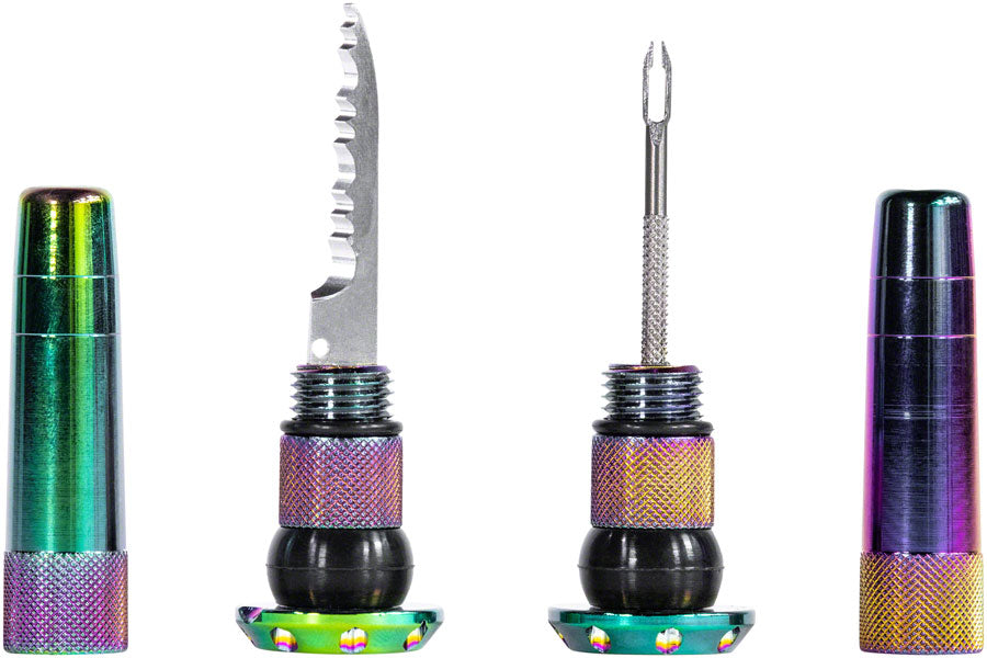 Muc-Off Stealth Tubeless Puncture Plugs Tire Repair Kit - Bar-End Mount - Iridescent - Pair