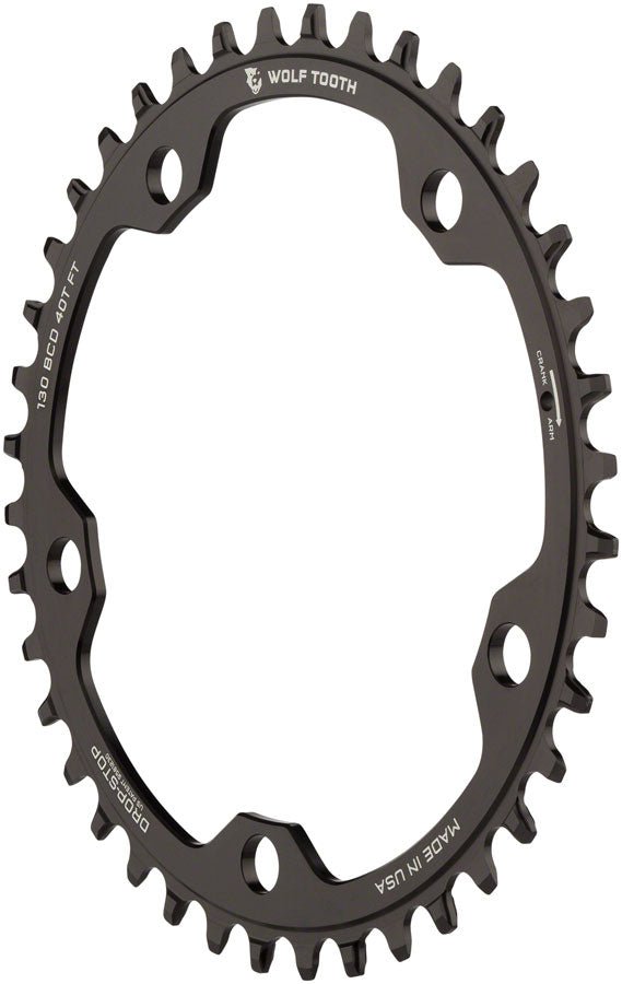 Wolf Tooth 130 BCD Road Cyclocross Chainring - 42t 130 BCD 5-Bolt Drop-Stop B 10/11/12-Speed Eagle Flattop Compatible BLK
