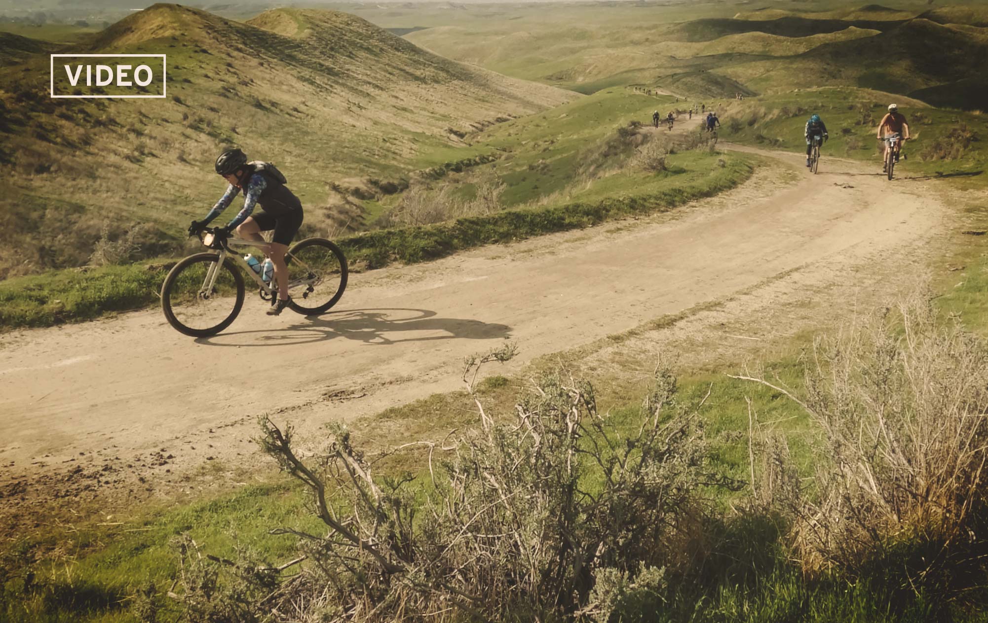 cyclist on a dirt path at the Rock Cobbler gravel race