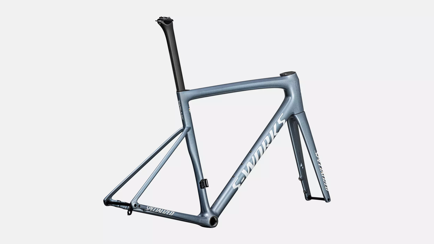 2025 Specialized S-Works Tarmac SL8 Frameset - Gloss Glacial Metallic / Red To Gold Pearl / White