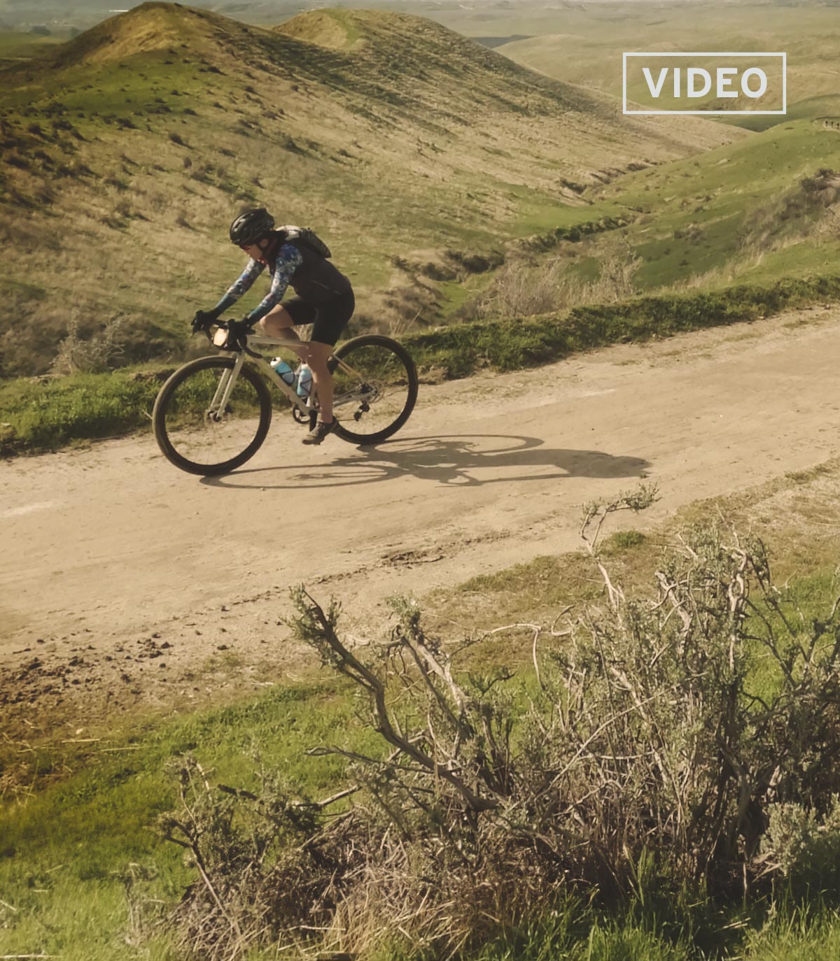 gravel cyclist riding at the Rock Cobbler race