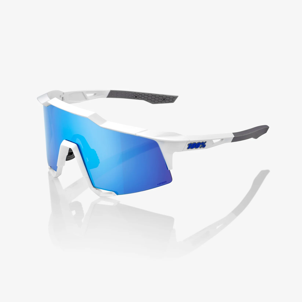 100 Percent SPEEDCRAFT - Matte White - HiPER Blue Multilayer Mirror Lens