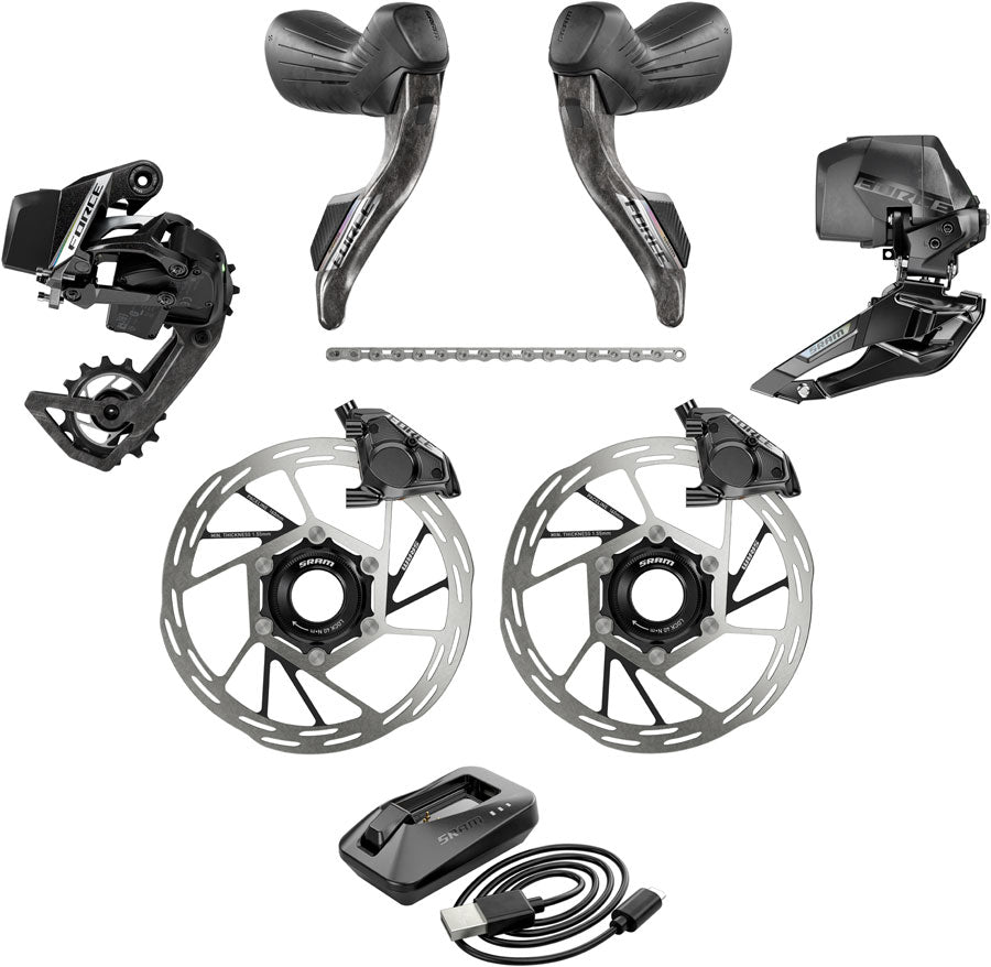 SRAM Force eTap AXS 2x12 Speed Road Groupset - HRD Shift/Brake Levers E1 - SRAM