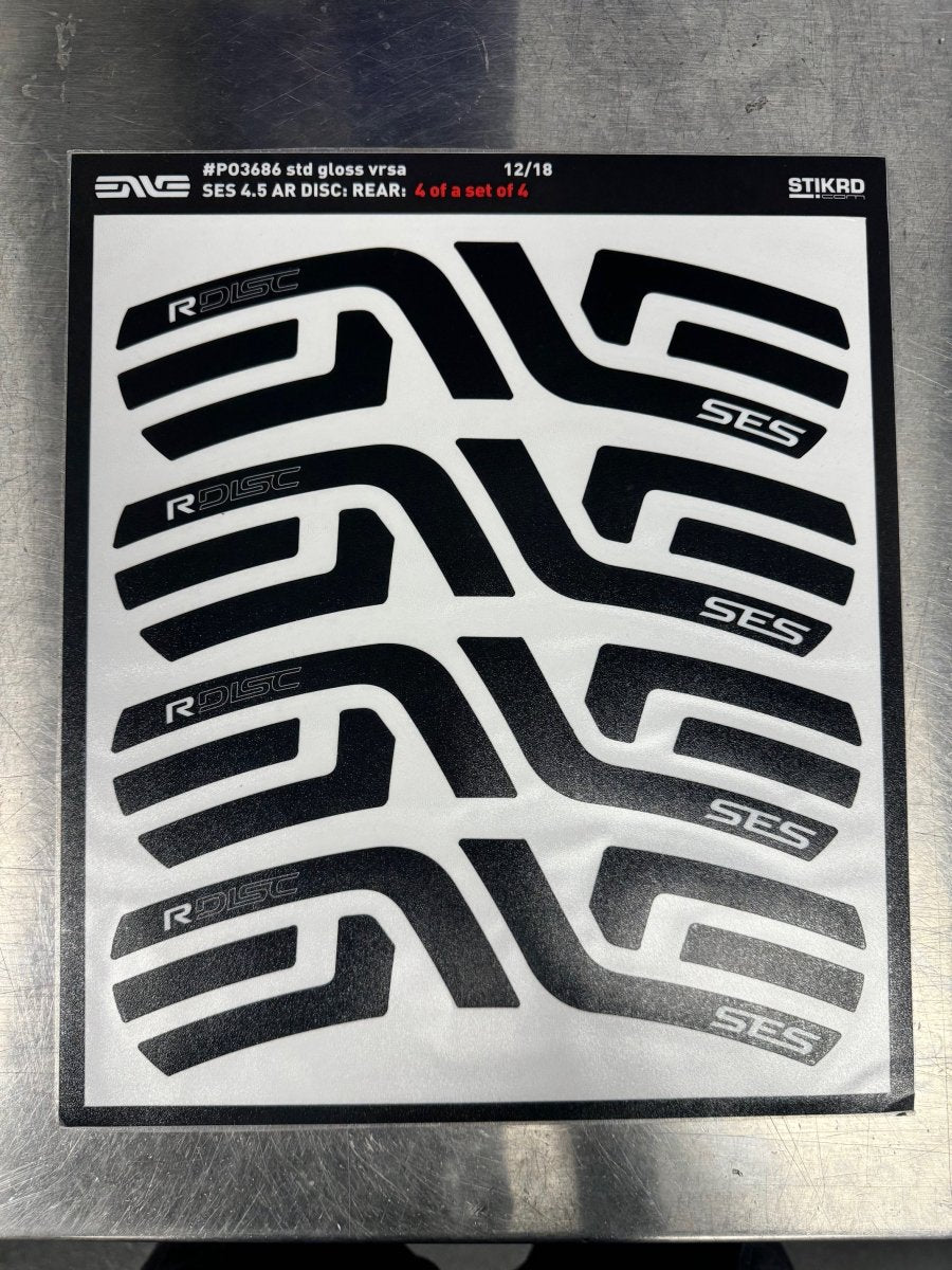 Enve SES 4.5AR Wheel Decals - Rear - Black Gloss - Stikrd