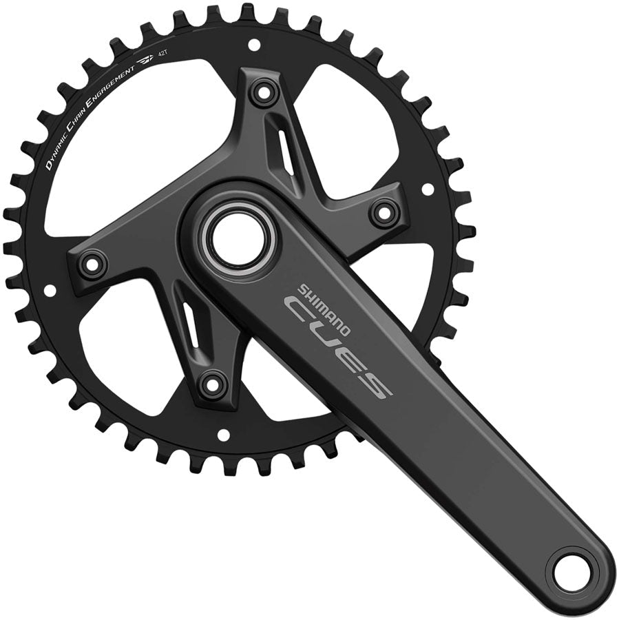 Shimano CUES FC-U6040-1 Crankset - 172.5mm 9/10/11-Speed 42t Asymmetric 110 BCD Hollowtech II Crankarms BLK