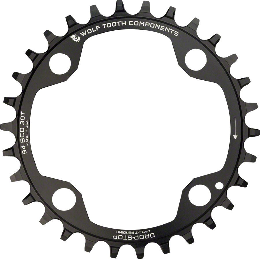 Wolf Tooth 94 BCD Chainring - 32t 94 BCD 4-Bolt Drop-Stop A For SRAM Cranks BLK