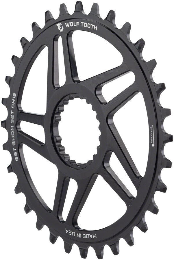 Wolf Tooth Direct Mount Chainring - 30t Shimano DM For Boost Cranks 3mm Offset Drop-Stop ST Requires 12-Speed HG+ Chain BLK
