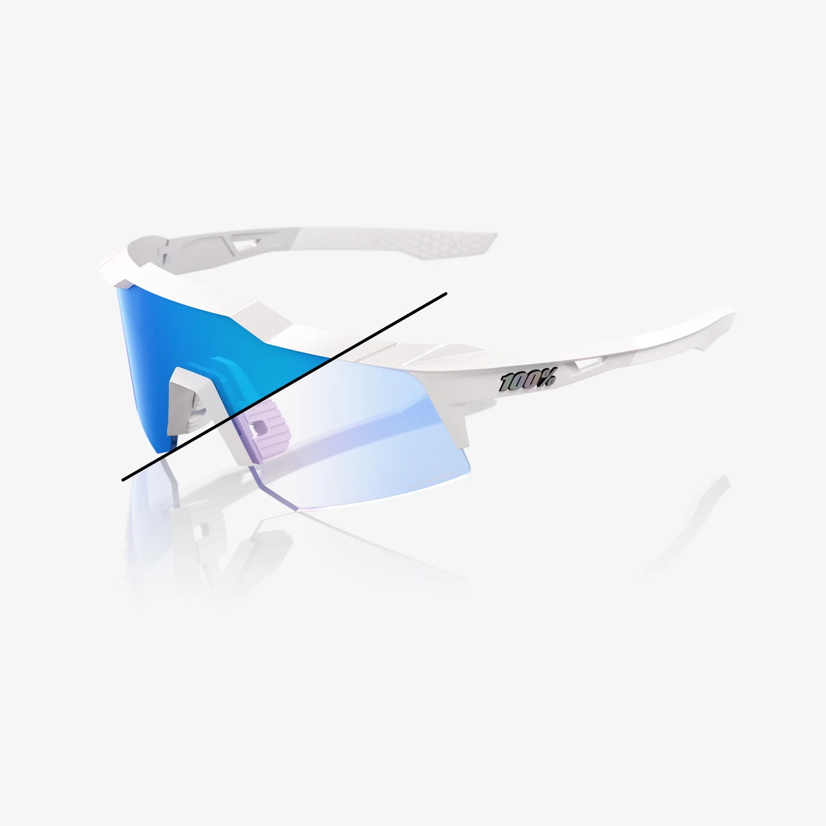 100 Percent SPEEDCRAFT XS - Bastille LE - Pearl White Glitter - Blue Mirror Photochromic Lens