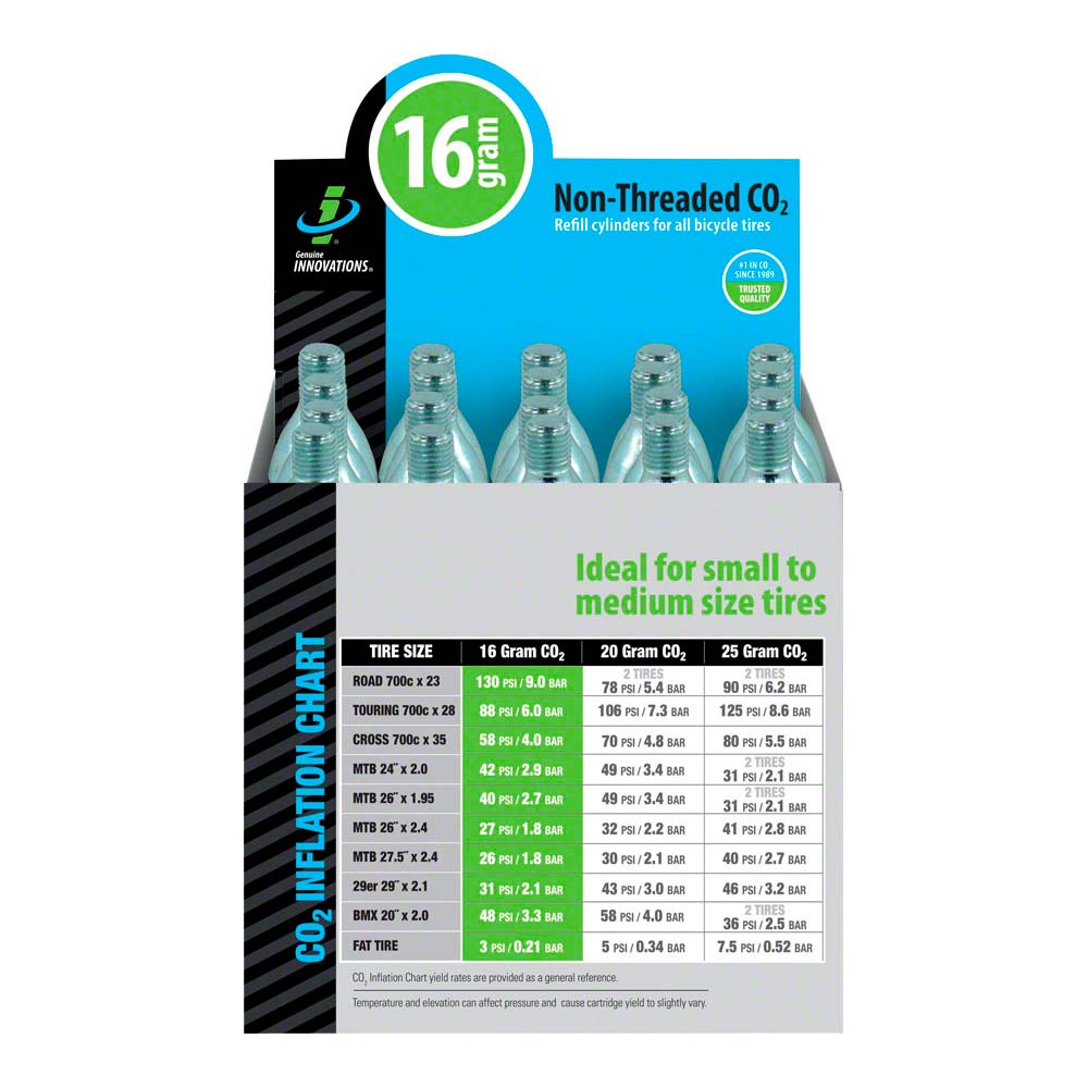Genuine Innovations 16gram Threadless CO2 Cartridges: Box of 20